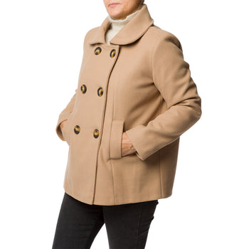 Cappotto corto doppiopetto marrone da donna Swish Jeans, Abbigliamento Donna, SKU j613000166, Immagine 0